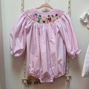 Stitchy Fish Smocked Pink Nativity Baby Bubble